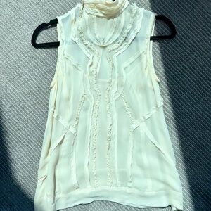 Nanette Lepore White Sleeveless Bib Collar Blouse